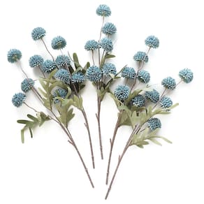 Flores artificiais Floroom Pompon Mum Faux Silk x5 - Azul