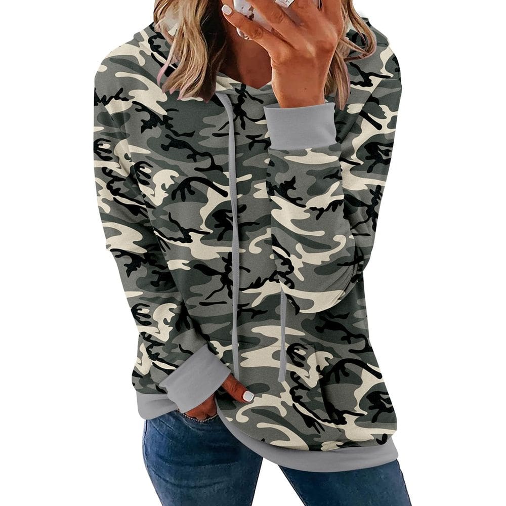 Camuflagem feminina Onlypuff com bolsos canguru