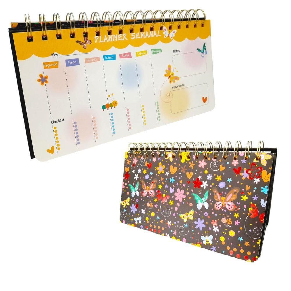 Agenda Planner Semanal Borboletas 52 Páginas Capa 3- Quanhe