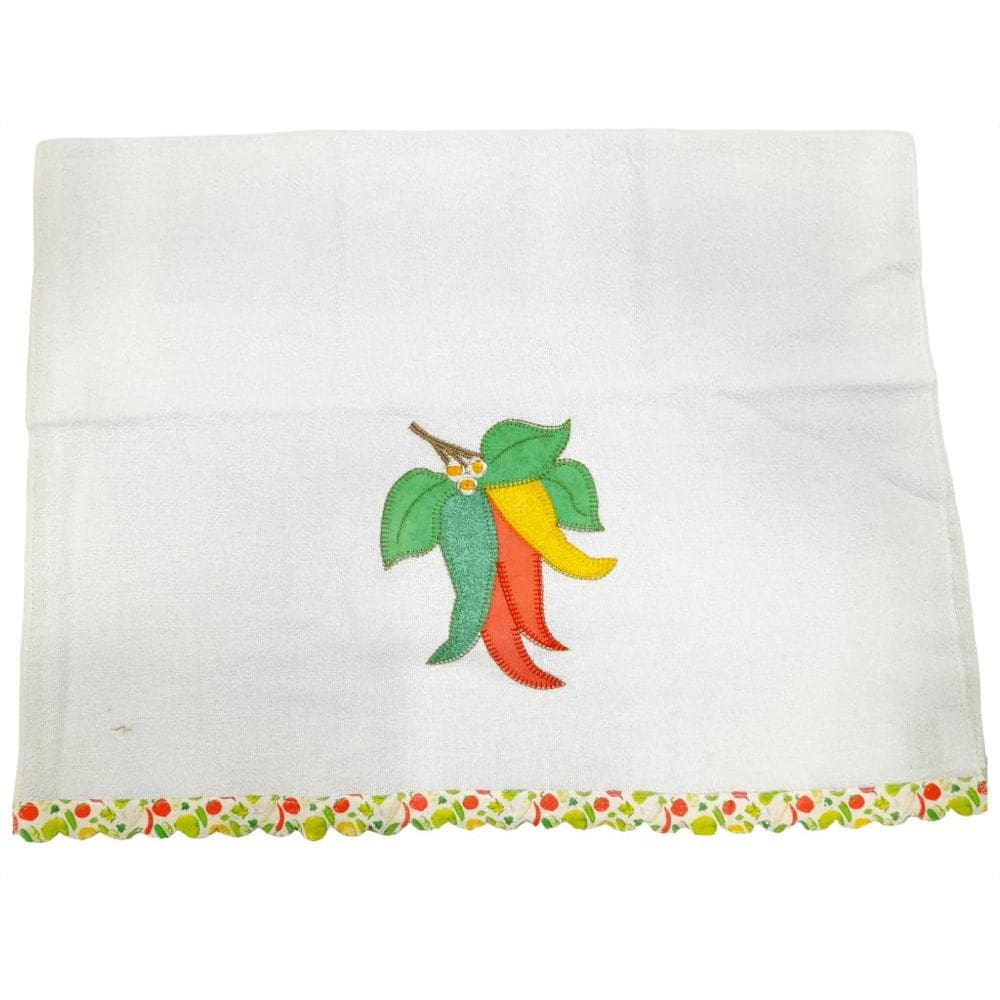 Pano de Prato Bordado Pimenta 68x48cm 0151 - Auto Estima