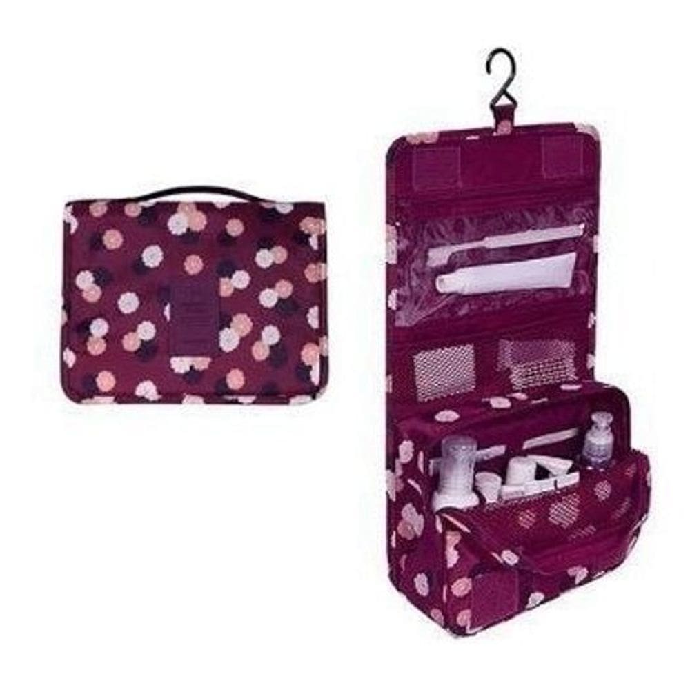 Necessaire Em Nylon Organizadora Higiene Viagem Cor:Vinho