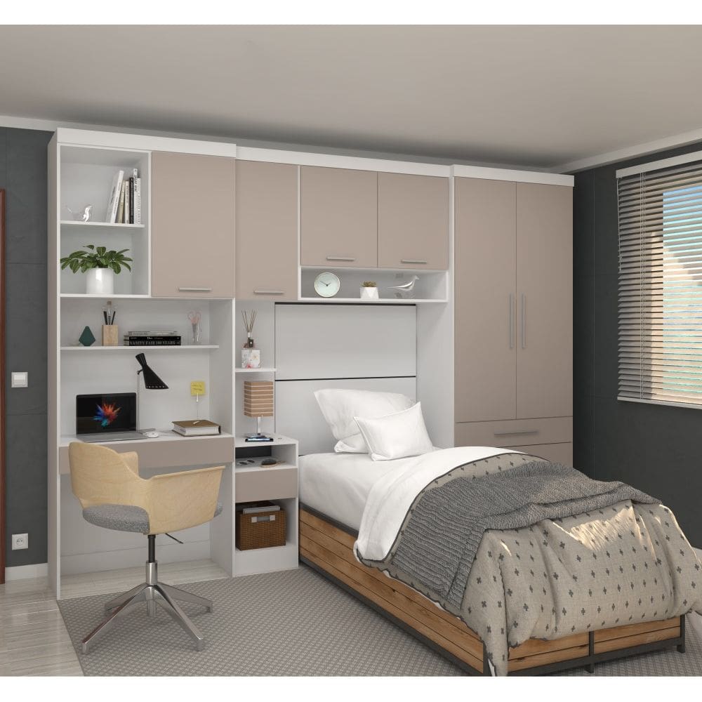 Guarda Roupa Dormitório Modulado Alpes Solteiro Bancada de Estudo - Roupeiro Luciane M05