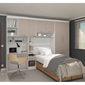 Guarda Roupa Dormitório Modulado Alpes Solteiro Bancada de Estudo - Roupeiro Luciane M05