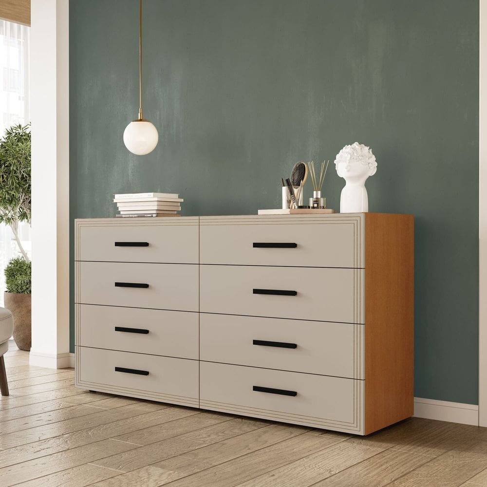 Cômoda 8 Gavetas 83,5x150x46 Cm Valência Freijo/Creme