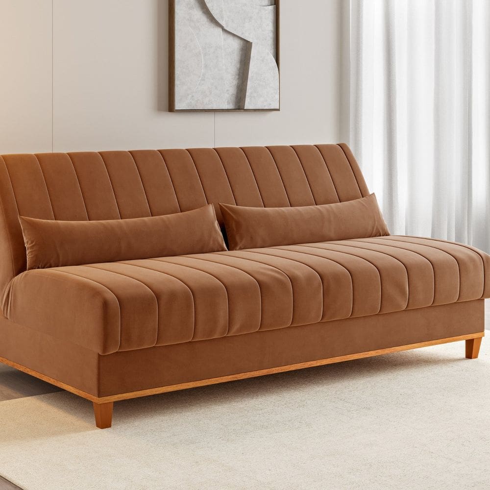 Sofá Cama 180cm Reclinável 3 Lugares Terracota