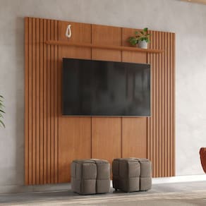Painel para Tv até 75 Polegada com Prateleira 234 X 217cm Apolo 100% Mdf Naturalle