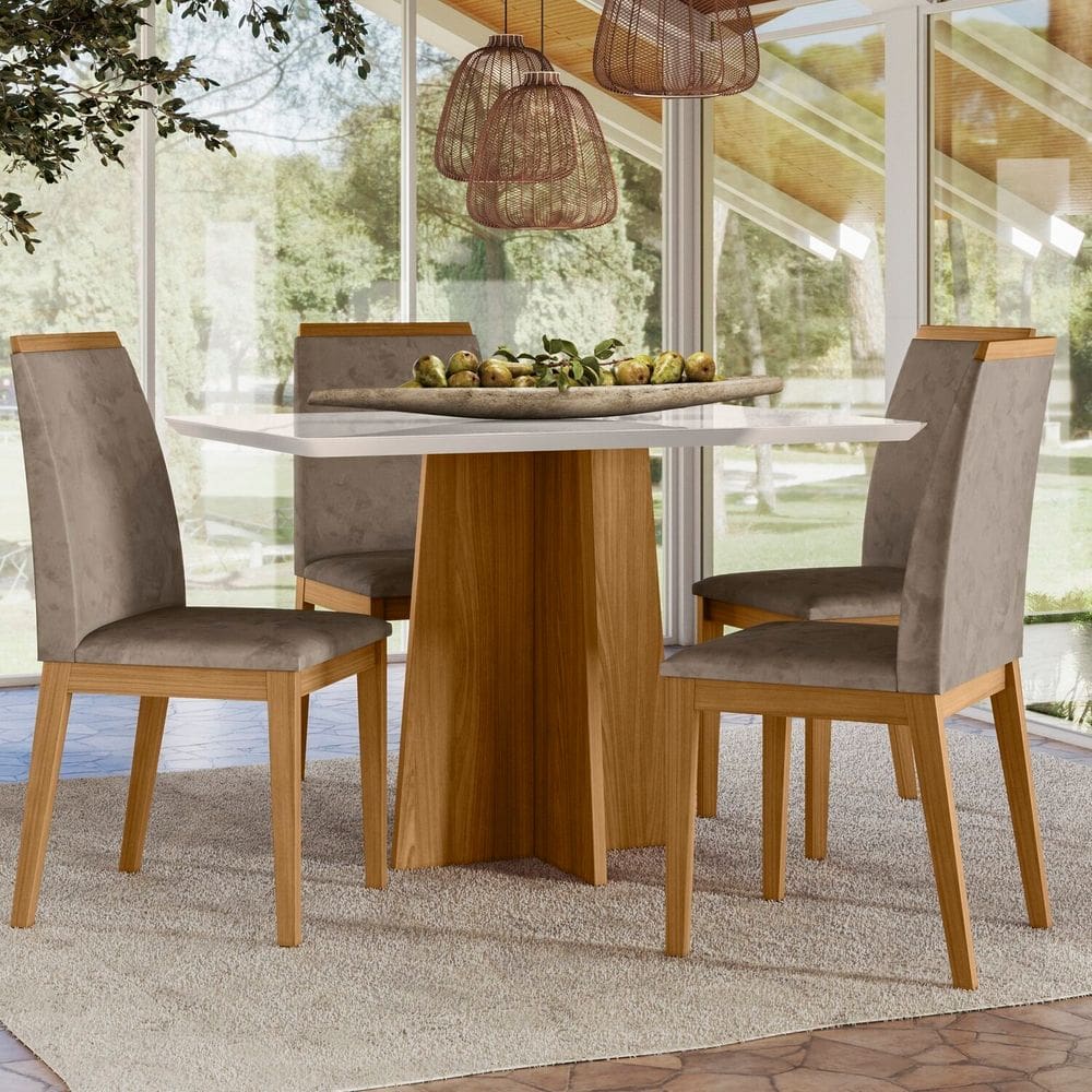 Mesa para Sala de Jantar 120cm Anitta Ypê/Off White