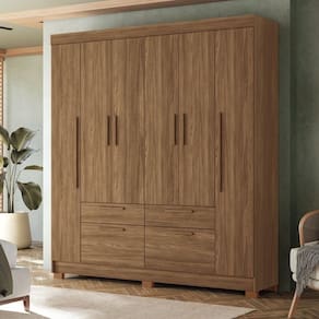 Guarda-roupa 6 Portas 4 Gavetas Mdp Guarapuava Jatoba