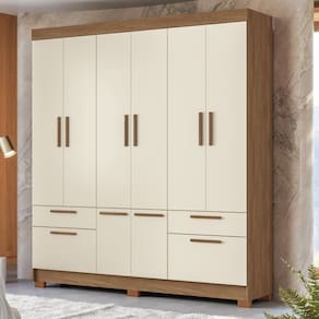Guarda-roupa 8 Portas 4 Gavetas Mdp Curitiba Jatobá/Areia