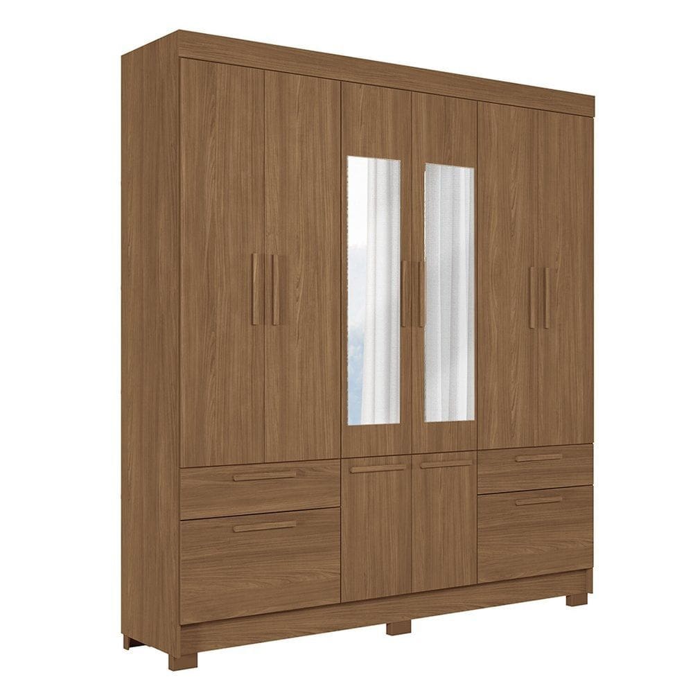 Guarda-roupa 8 Portas 4 Gavetas com Espelho Mdp Curitiba Jatoba
