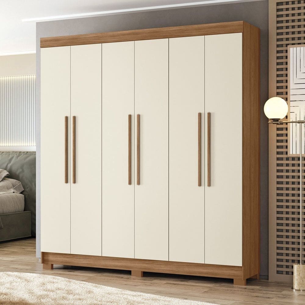 Guarda-roupa 06 Portas 2 Gavetas Mdp Toledo Jatobá/Areia