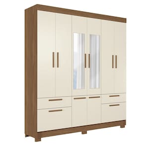 Guarda-roupa 8 Portas 4 Gavetas com Espelho Mdp Curitiba Jatobá/ Areia