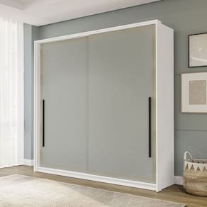Guarda-roupa 2 Portas de Correr 2 Gavetas Móveis Valência Branco/Verde