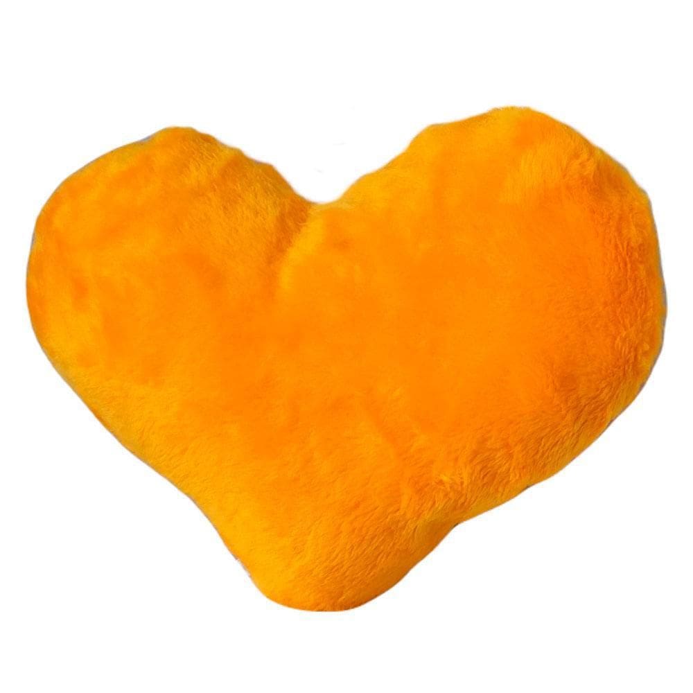 Almofada Coração Pelúcia Pelo Curto Amarelo Para Decoração