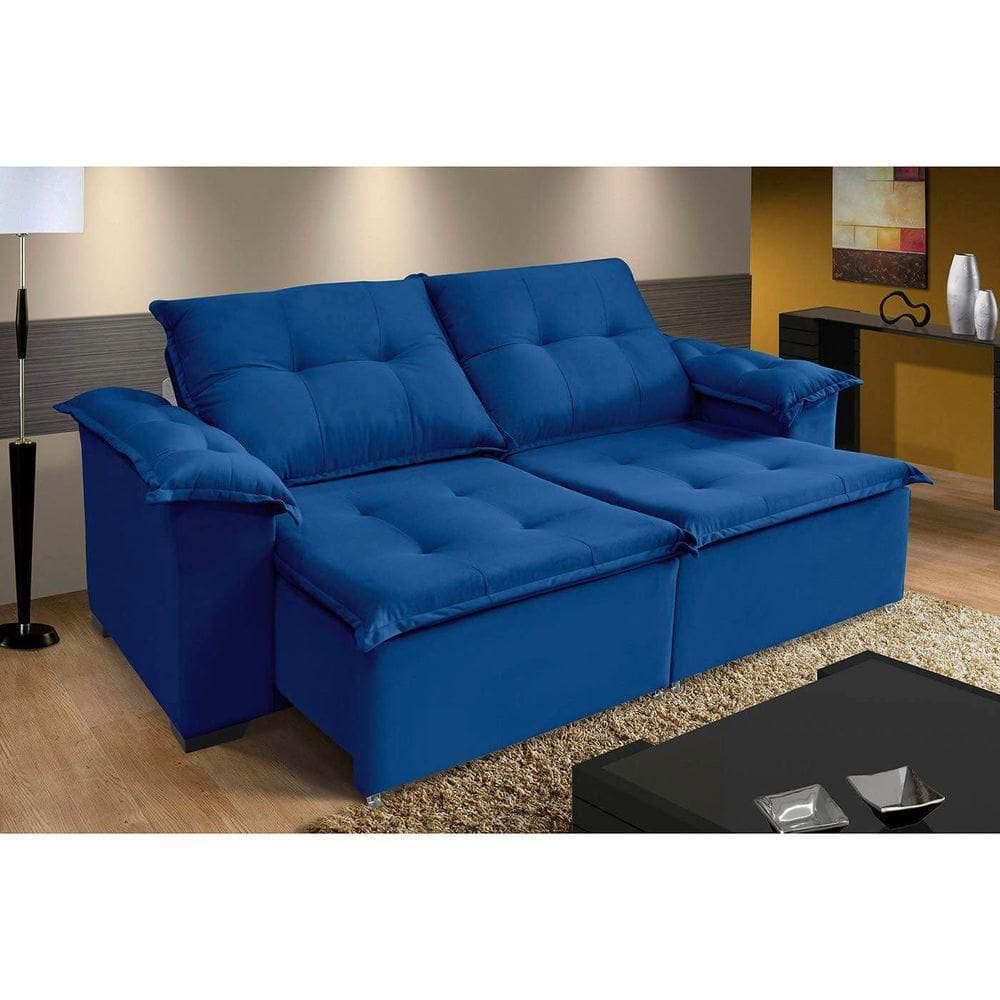Sofá Berlin 4 Lugares 2,00mt - De Casa Décor E Estofados Azul