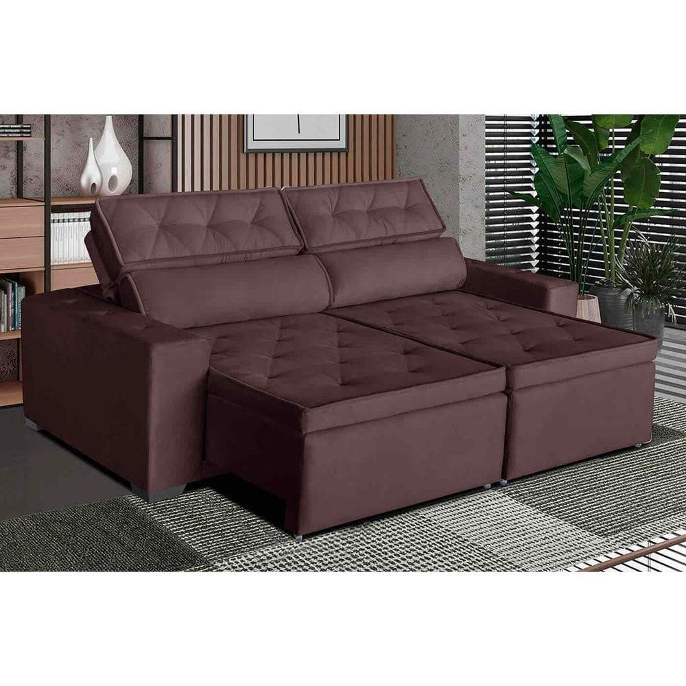Sofá áustria 3 Lugares 1,80 Cm - De Casa Décor E Estofados Marrom