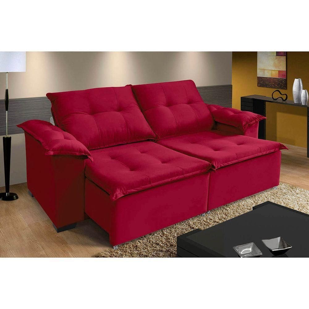 Sofá Berlin 4 Lugares 2,20cm - De Casa Décor E Estofados Vermelho