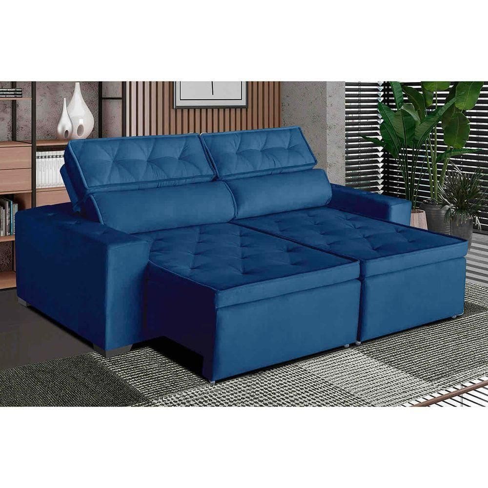 Sofá áustria 4 Lugares 2,20cm - De Casa Décor E Estofados Azul