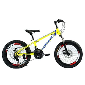 Bicicleta Aro 20 Bike 21 Vel Marchas MiniTrail Freio a Disco Quadro Aço Carbono Cor Amarelo Azul - WCT FITNESS