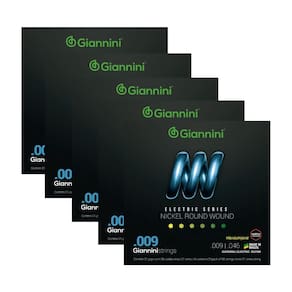 Kit 5 Encordoamento Guitarra Giannini Híbrida Electric GEEGSTH9 Nickel .009