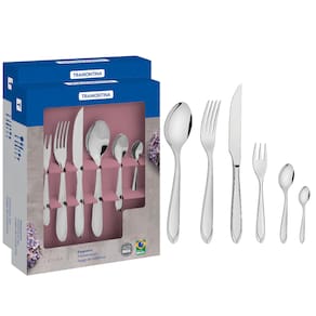 Faqueiro Tramontina Inox Completo 60 peças Laguna Jogo de Talheres Serve 10 Pessoas com Desenho no Cabo