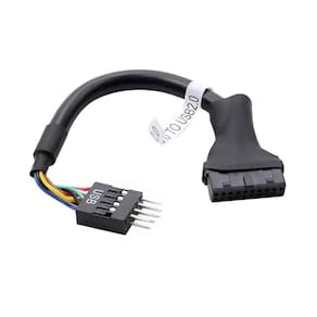 Cabo Adaptador USB 3.0 20 Pinos para USB 2.0 9 Pinos Macho – Conversor Interno para Placa-Mãe e Painel Frontal