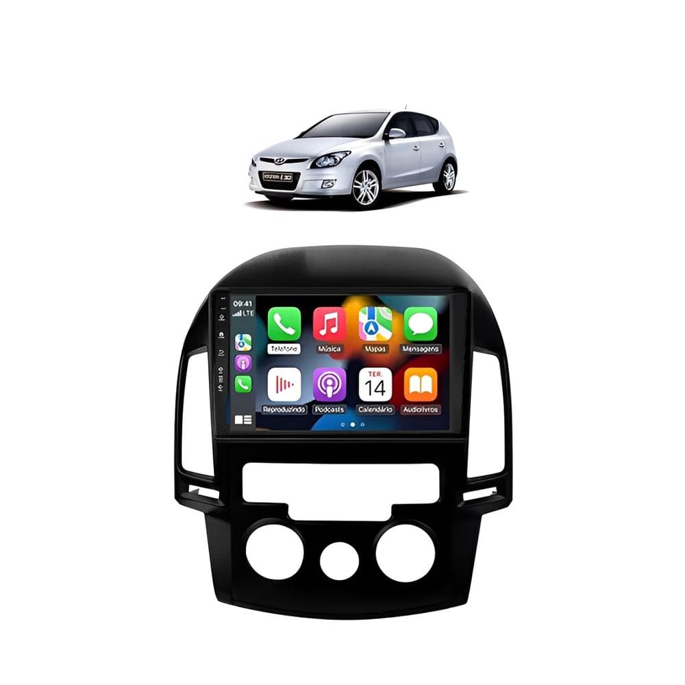 Kit Multimidia I30 2009 / 2012 Ar Analogico Carplay AndroidAuto 9 Pol - Roadstar 908BR