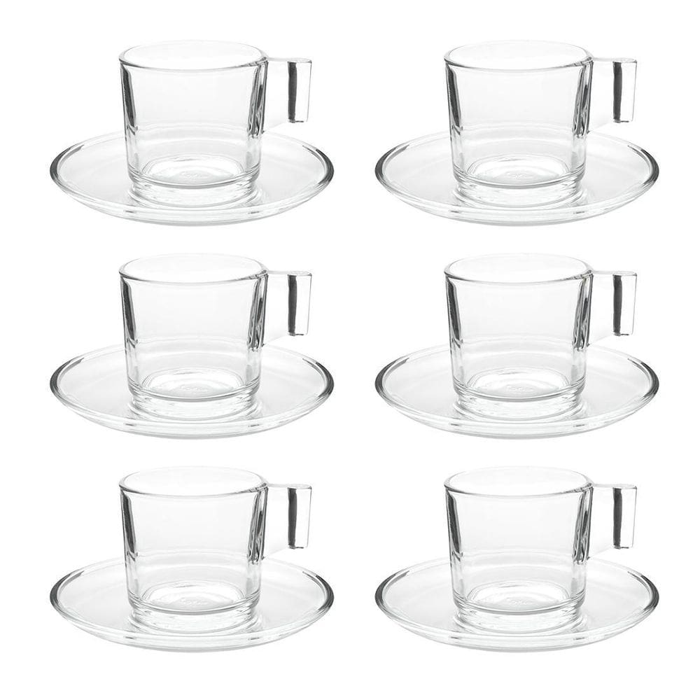Jogo 6 Xícaras com Pires de Vidro 90ml Nespresso