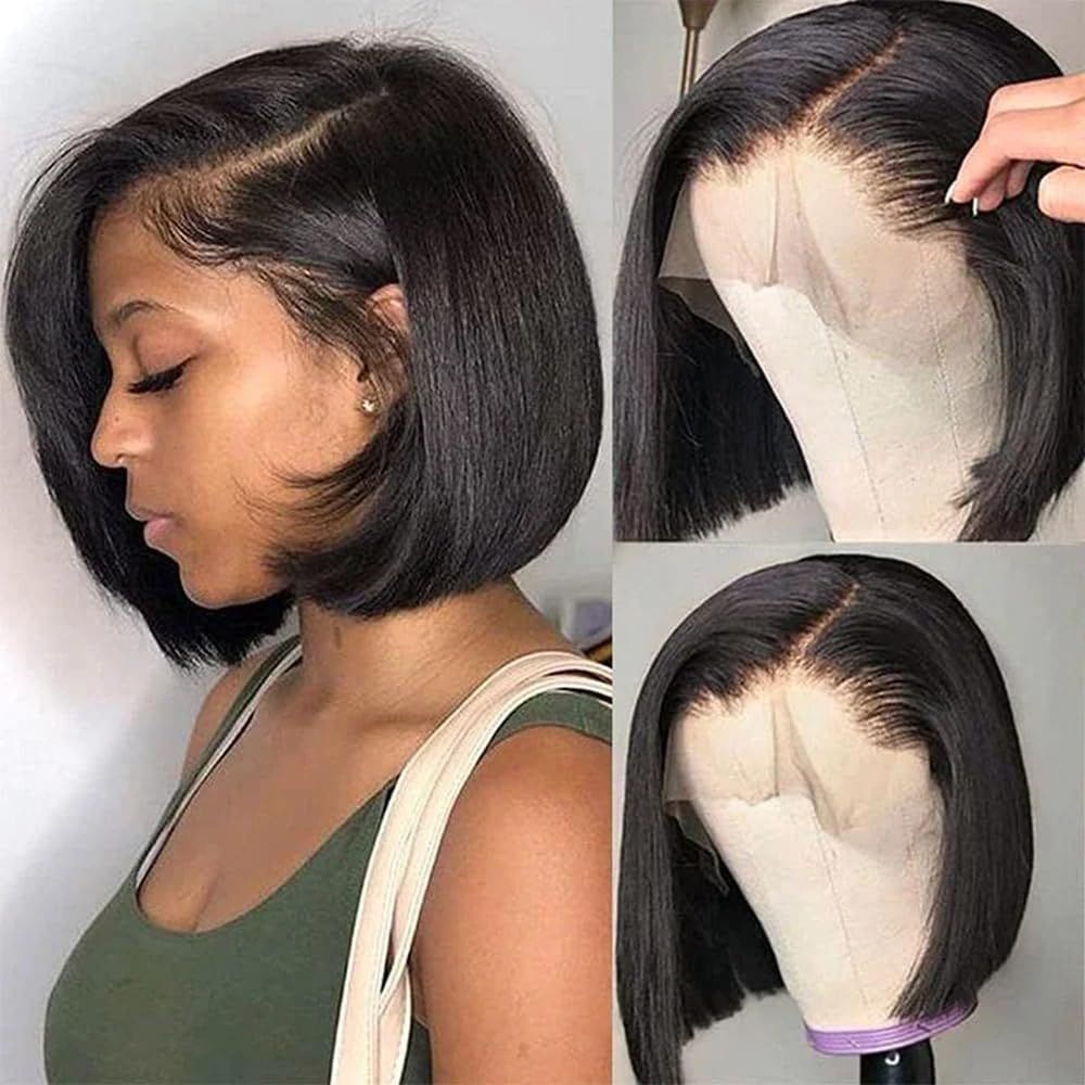 Peruca Bob Urbansister 13x6, renda frontal, 200% densidade, 25 cm, reta