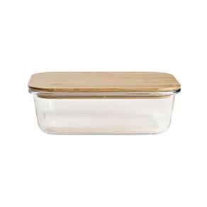 Pote Retangular Vidro e Bambu 1L - A\CASA