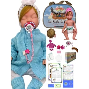 Bebê reborn boneca menina realista silicone olhos fechados loira + acessorios AZ