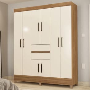 Guarda Roupa Casal 8 Portas E 2 Gavetas Paranaguá Amêndola Touch-off White
