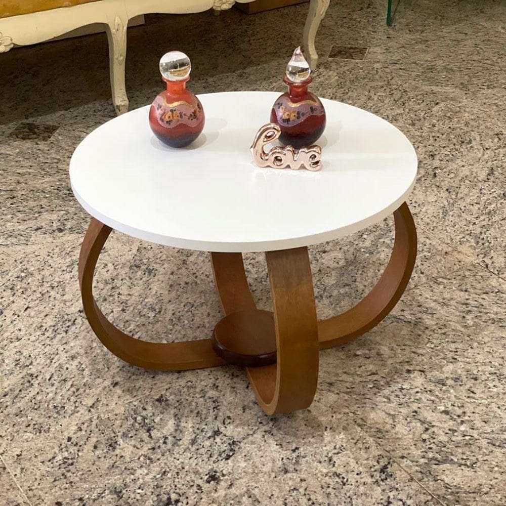 Mesa De Centro E Lateral Pés Cebola 50x35cm Cor Branco