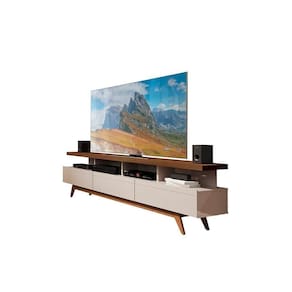 Rack Para Até 72 Polegadas 180cm 3 Gavetas 4 Nichos Grande Moderna Off White-freijó