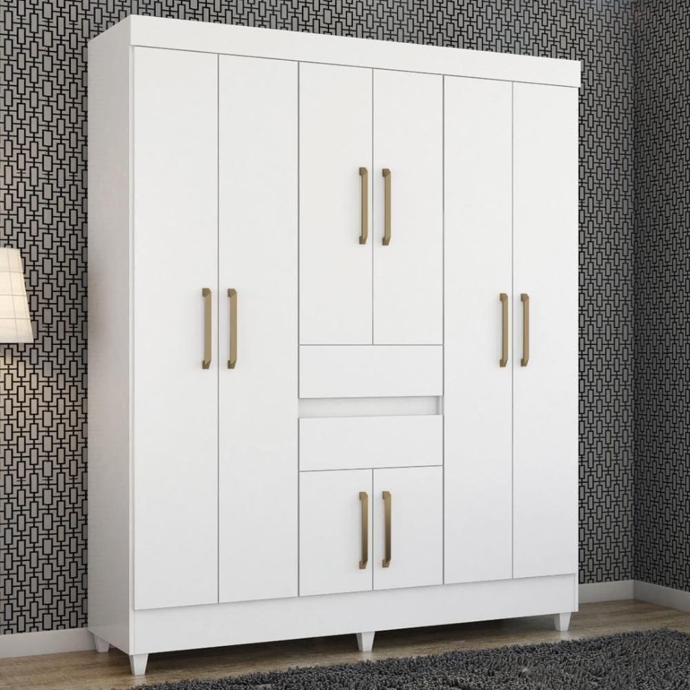 Guarda Roupa Casal 8 Portas E 2 Gavetas Paranaguá Branco