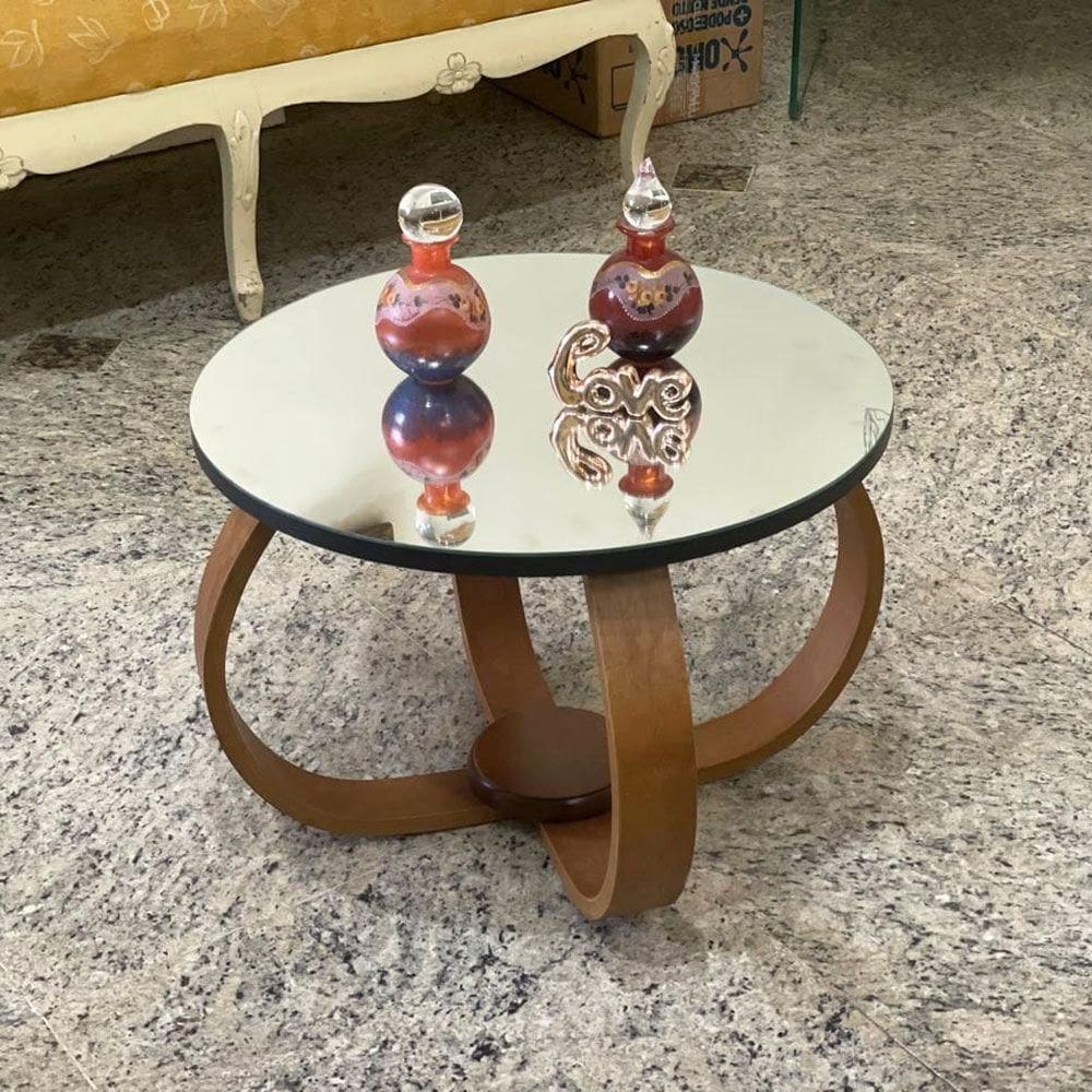 Mesa De Centro E Lateral Pés Cebola 50x35cm Espelhada Cor Preto