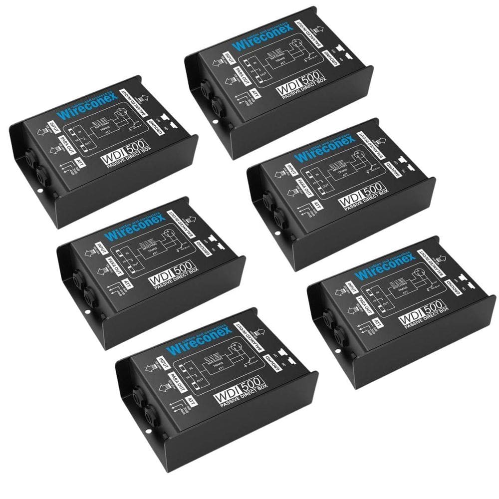 Kit 6 Direct Box Passivo Wireconex WDI 500 Casador de impedância
