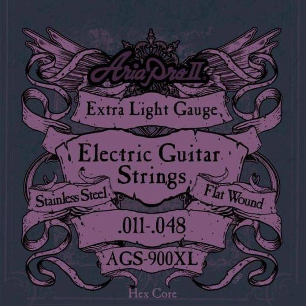 Encordoamento Para Guitarra Flat Wound .011 Ags900xl Aria