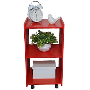 Mesa De Cabeceira Com Rodinhas Giratórias 100% Mdf Vermelho