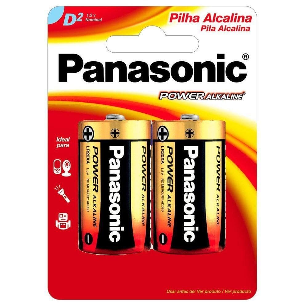 Pilha Alcalina Grande D Com 2 Lr20xab-2b