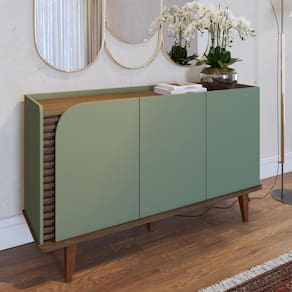 Buffet 3 Portas Detalhe Ripado Jurerê - Hortelã/amêndoa
