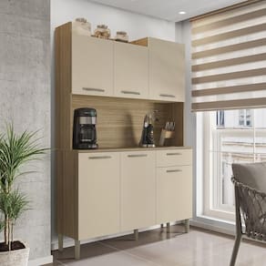 Armário De Cozinha Compacta 6 Portas 1 Gaveta Gênova Freijó-vanilla