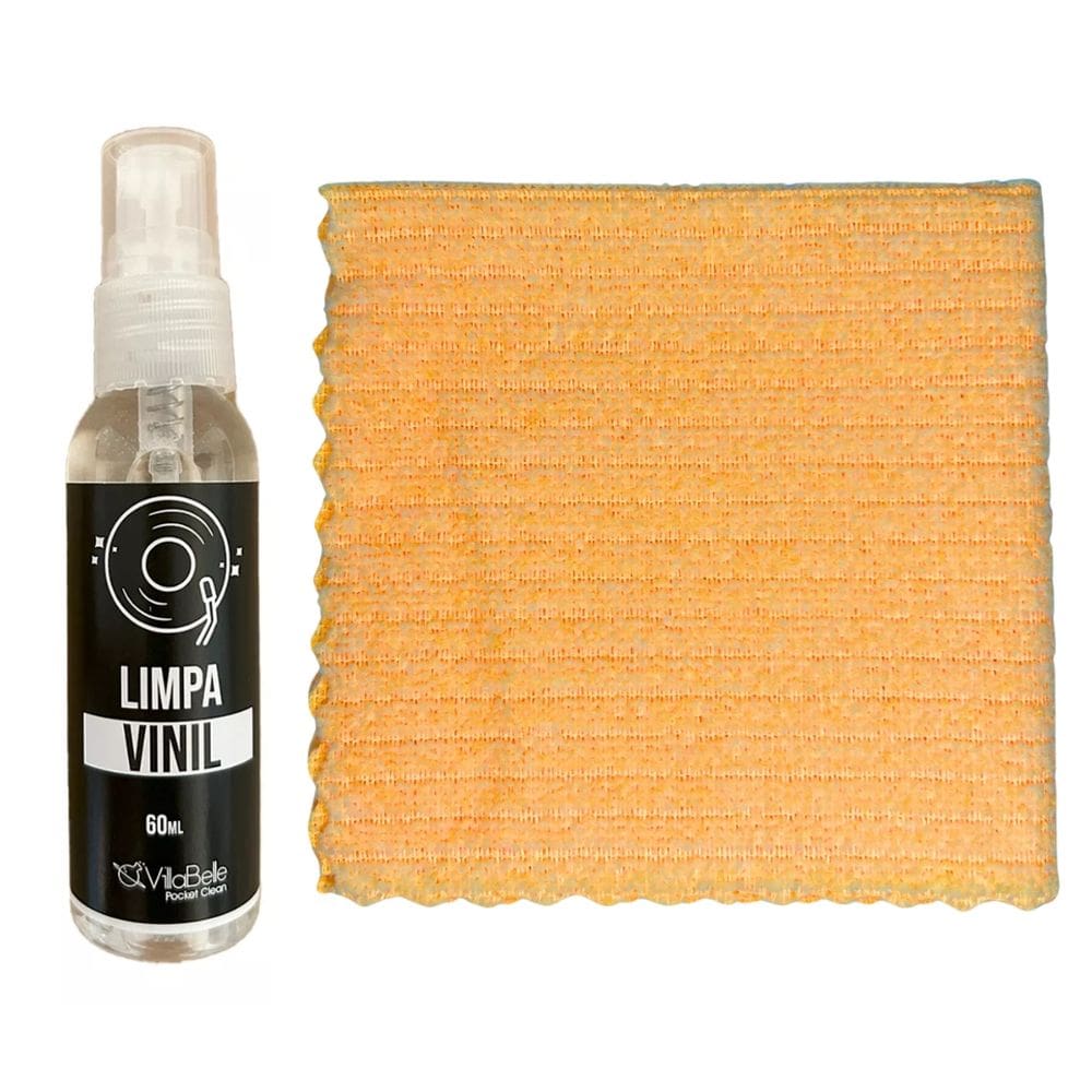 Kit Limpeza de Discos Vinis com Pano Laranja Pastel