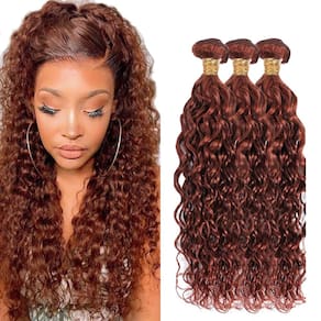 Pacotes de cabelo HuxoWax Color #33 Marrom avermelhado Water Wave 60cm