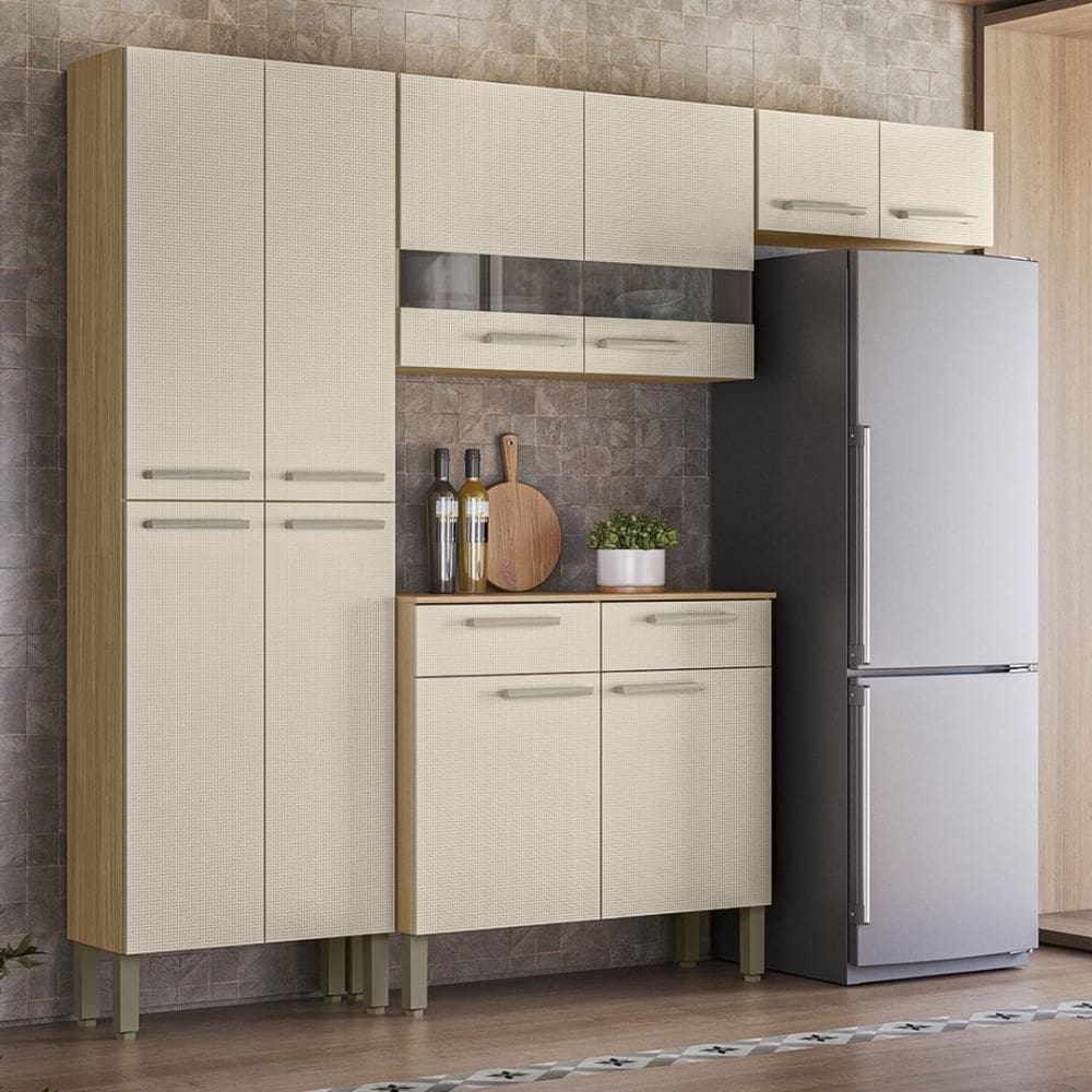 Armário De Cozinha Completa Mdf 10 Portas 2 Gavetas Nala Plus Freijó-soft