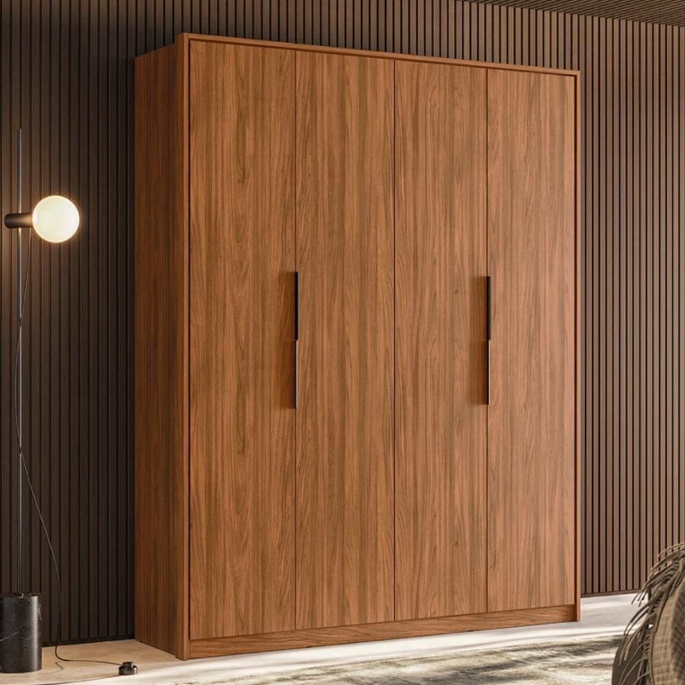Guarda Roupa Casal 4 Portas E 3 Gavetas Attore Nogueira Touch
