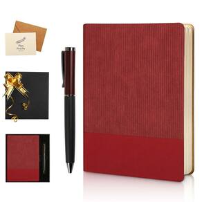 Caderno TSFPapier A5 forrado com 216 páginas com caneta e caixa de presente vermelha