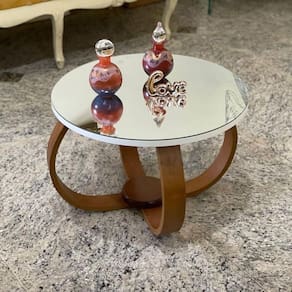 Mesa De Centro E Lateral Pés Cebola 50x35cm Espelhada Cor Branco