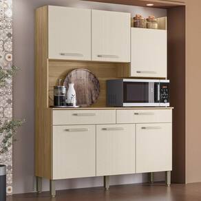 Armário De Cozinha Compacta Mdf 6 Portas Modena Plus Freijó-soft