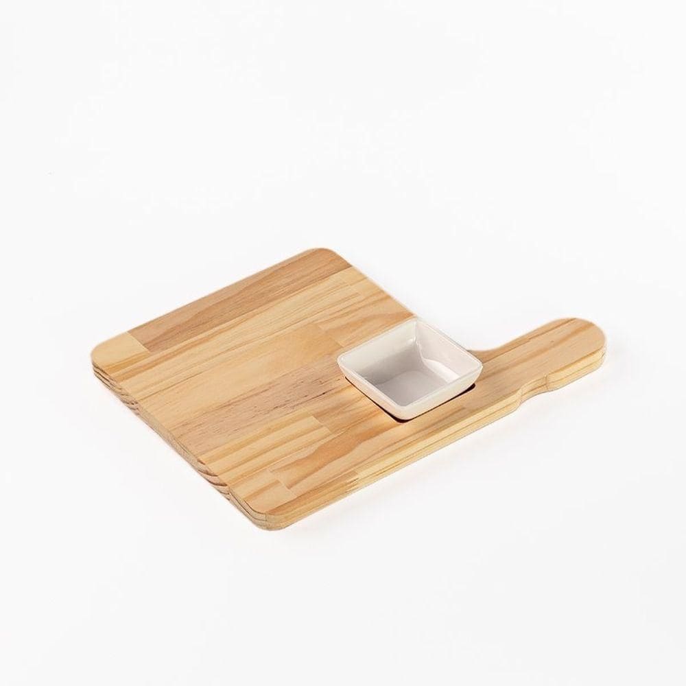 Tábua Para Hamburguer Madeira Pinus Com Pote - Stolf